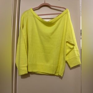 NWT Bar III off the shoulder neon yellow sweater